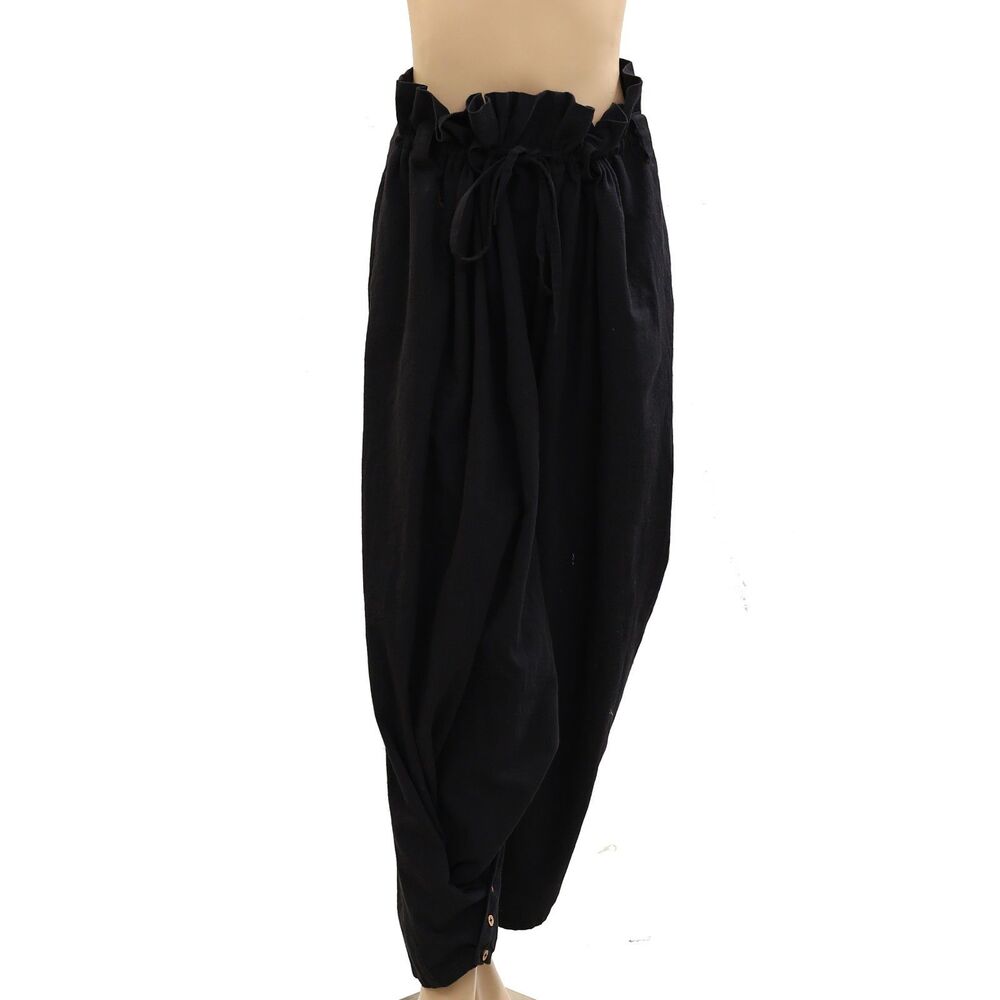 Free People Black Trousers Pants Baggy High-Rise Black Tapered Leg XL 284264